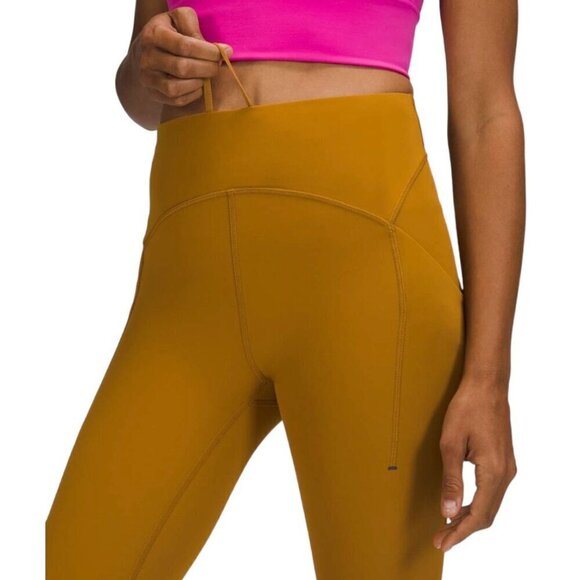 Lululemon 2021 Power Thru High Rise Leggings Gold Spice - Picture 8 of 12